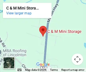 Map to C&M Mini Storage location in Lincolnton, NC